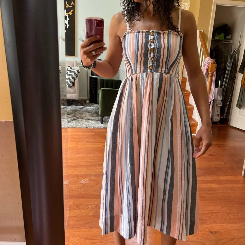 Free People Pink Multicolor Lilah Midi Dress